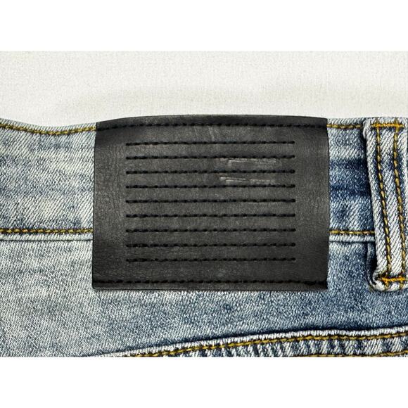 Serenede Men's Distressed Skinny Blue Stretch Denim Jeans - Size 40x33 - Picture 3 of 5